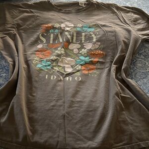 Stanley BrownT-Shirt with Floral and Mushroom Graphic Design